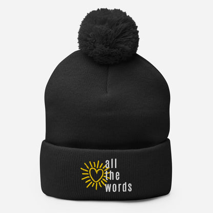 "All the Words" Pom-Pom Beanies