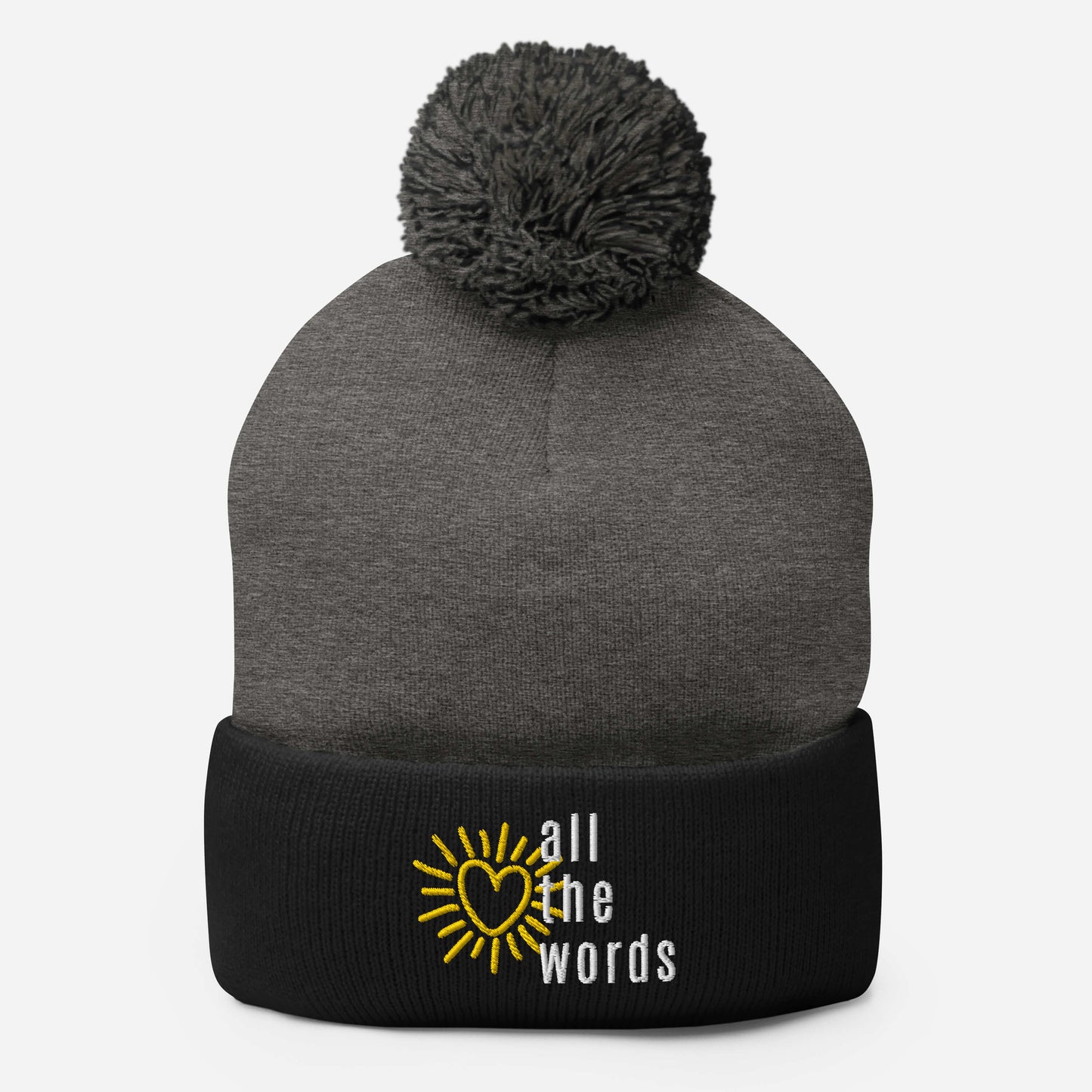 "All the Words" Pom-Pom Beanies