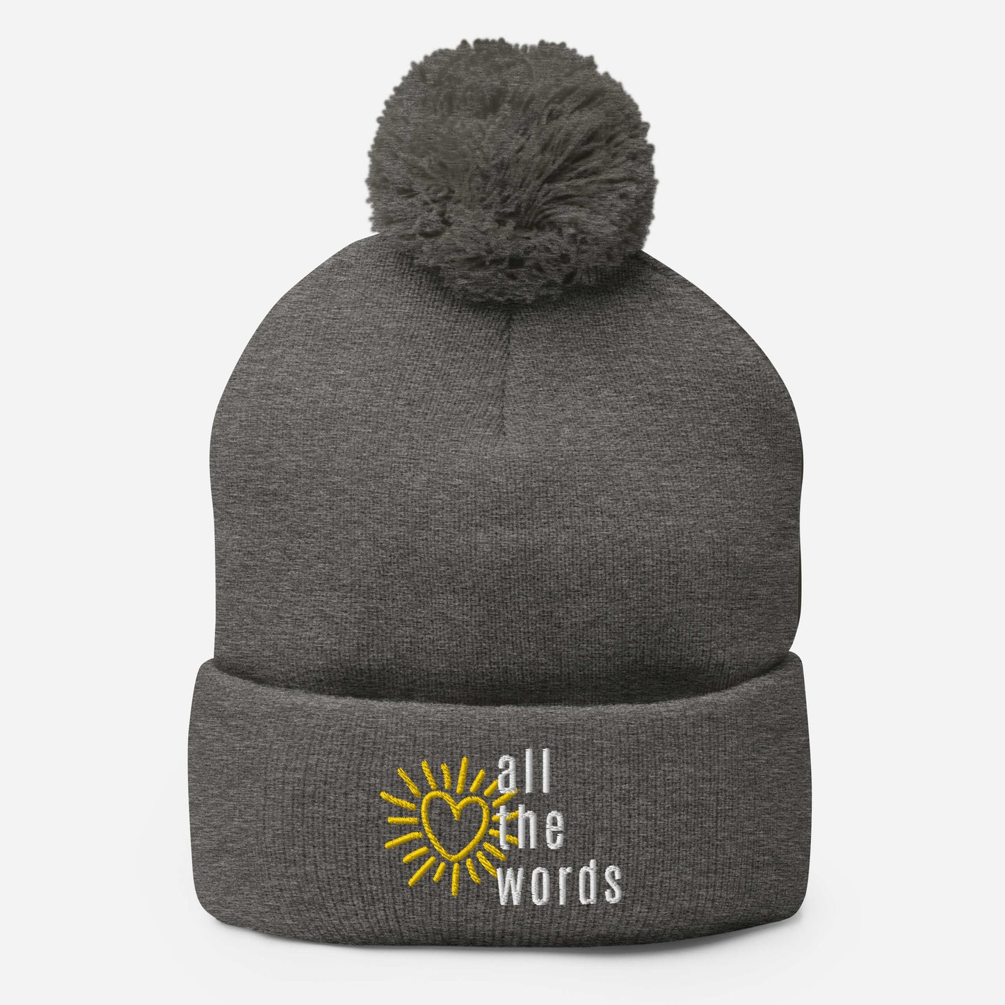 "All the Words" Pom-Pom Beanies