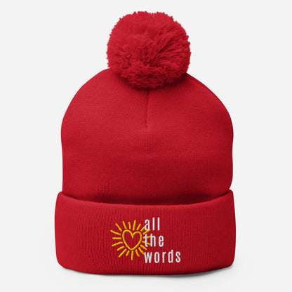 "All the Words" Pom-Pom Beanies