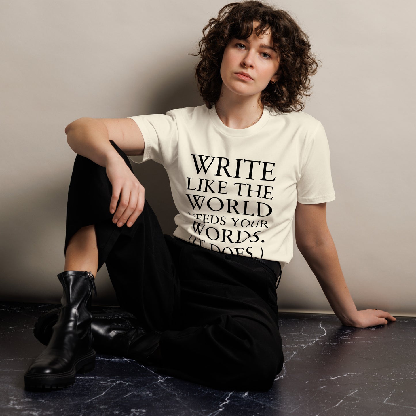 "Write Like the World Needs Your Words" T-shirts